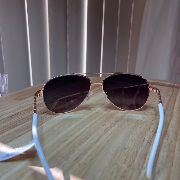 Tahari Gold and White Aviator Sunglasses